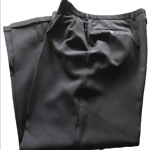 Sansabelt size 37 x 34 navy pleated  dress pants with cuffs comfort waist - Picture 1 of 4